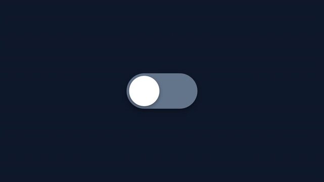Digital toggle switch sliding between on and off positions with minimalist flat design for software development marketing