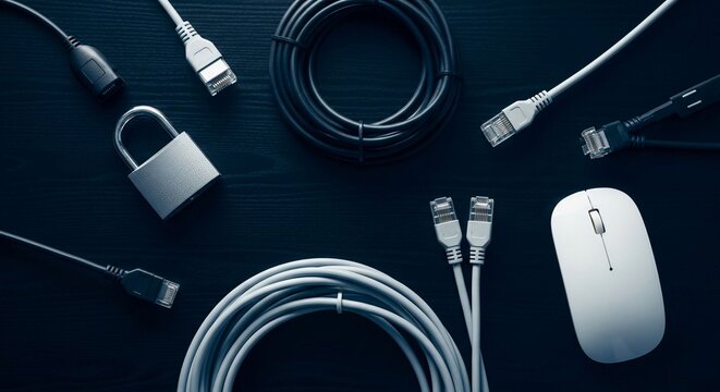 Tangled Network Cables and Connectors for Technology and Data Transmission