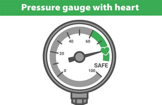 Heart rate pressure gauge icon, medical blood pressure monitor symbol for health diagnostics