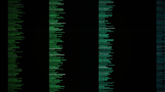 Green digital code Glitch Coding monitor software digital background. Coding glitch data screen abstract background. noise 4k video