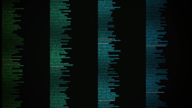 Green and blue digital code glitch with tech-styled video damage 4k video format h264