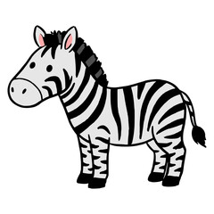 Naklejka premium cartoon cute zebra horse wildlife animal flat color vector illustration template design