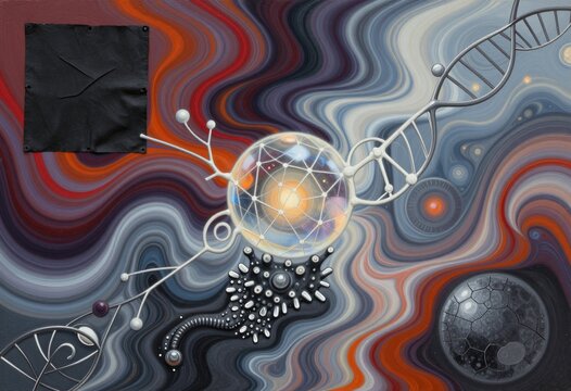 Cosmic DNA and Geodesic Sphere Abstract Art