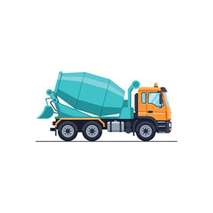 Fototapeta premium Concrete Mixer Truck Vector Illustration - Industrial Cement Transport Flat Icon