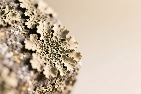 Crusty lichen on stone extreme close up macro detail in warm beige