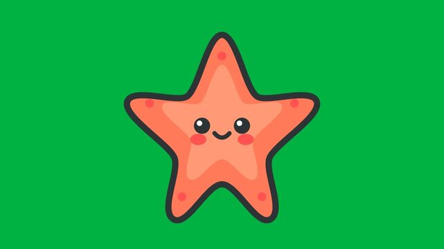 Happy smiling starfish character vector animation, an engaging visual for children's content and aquatic themes
