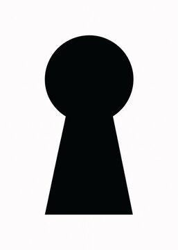 Black silhouette of a classic keyhole isolated on white background