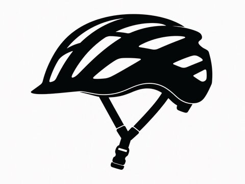 Bicycle helmet silhouette icon isolated on white background with bike helmet
