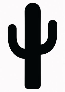 Cactus plant silhouette icon desert flora vector graphic design with desert sign