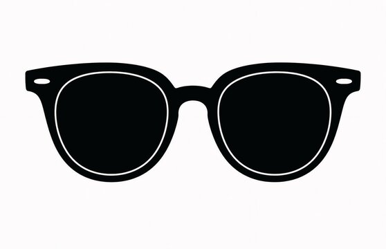 Black silhouette of retro sunglasses with round frames sun glasses white