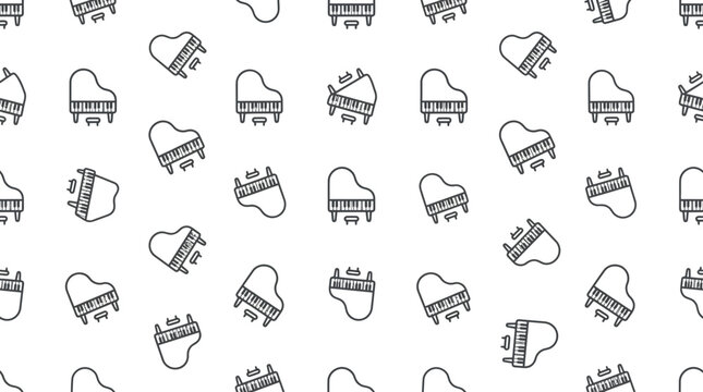 Seamless Pattern of Hand Drawn Grand Piano Sketches