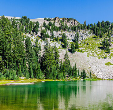 Eagle Peak Reflection on Emerald Lake, Lassen Volcanic National Park, California, USA