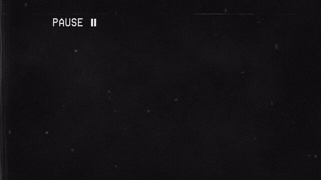Vintage vhs pause screen overlay with analog distortion grain. 4K video with Alpha channel