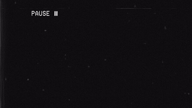 Vintage vhs pause screen overlay with analog distortion grain. 4K video with Alpha channel