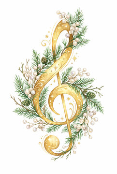 Golden Treble Clef with Cedar Sprig.svg