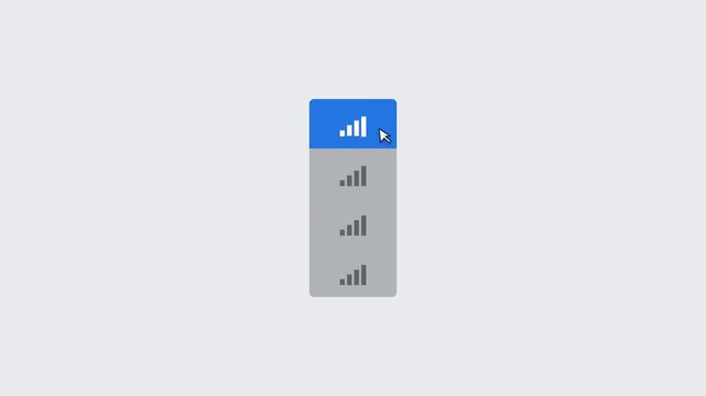 Vertical signal indicator menu for network status.