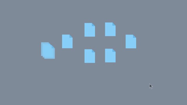 Organizing multiple digital file icons with a cursor.