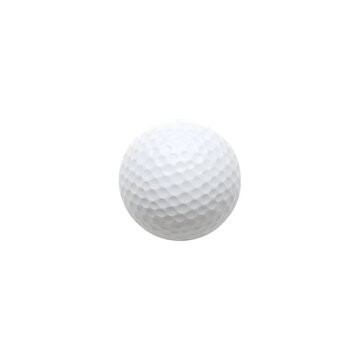 A single white golf ball isolated on a pure white background.