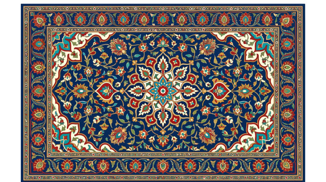 Ornate Traditional Persian Style Floral Pattern Rectangular Rug