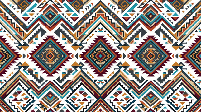 Seamless Geometric Tribal Pattern with Aztec and Mayan Inspiration