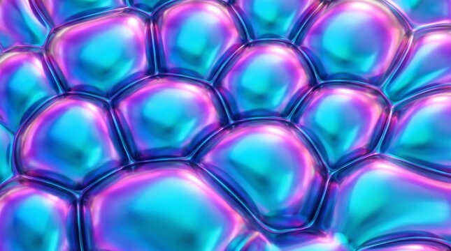 3D Abstract Holographic Metallic Bubble Voronoi Pattern Background