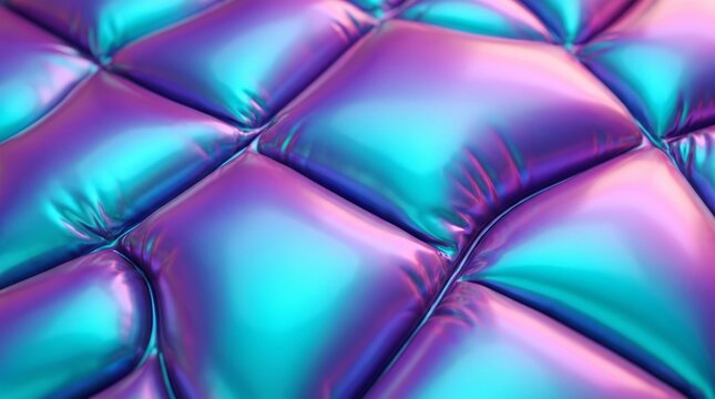 3D Holographic Puffy Quilted Square Pattern Background