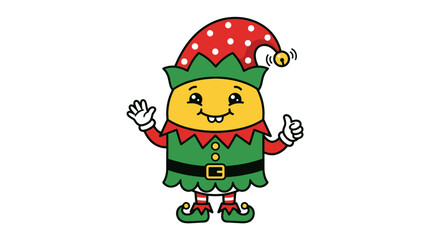 Fototapeta premium Cute Elf Character with Hat and Tunic