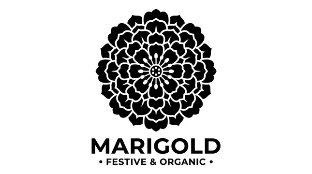 Black and white floral mandala logo design