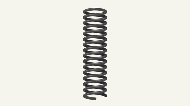 Coiled metal spring isolated mechanical component for engineering and industry