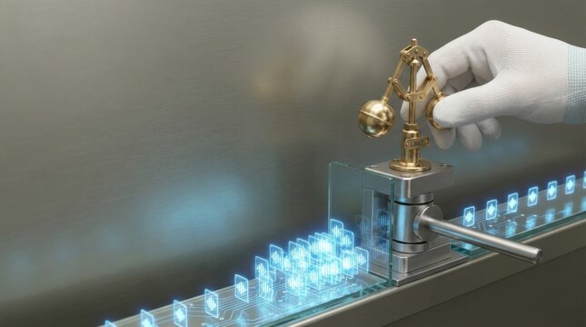 Person adjusting gold and silver object depicting ai rate limiting to control automated request flow and capacity