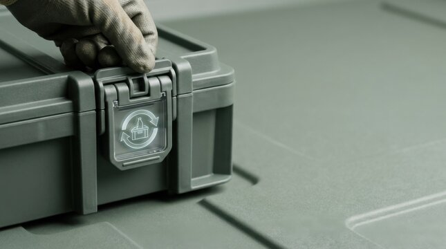 Person holding a tool case to visualize circular supply chain with durable packaging returning to service