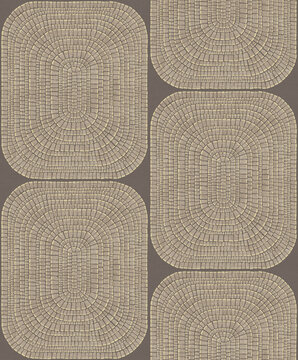 Seamless abstract background with oval motifs composed of beige mosaic parts featuring a warm modern cobblestone pattern