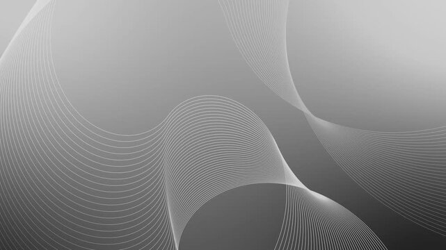 Minimal white wave lines background animation, Abstract background with flowing white curved lines creating a minimalist wave pattern