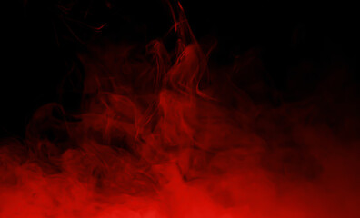 Fototapeta premium Abstract red smoke and fiery vapor swirling over a black background creating a dramatic atmospheric texture for backgrounds posters motion graphics energy mystery fantasy and creative design work only