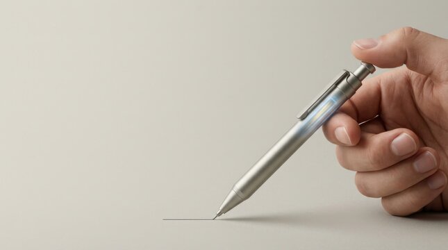 Individual pressing a mechanical pencil to visualize ai cost efficiency with optimal use of computing resources for outputs