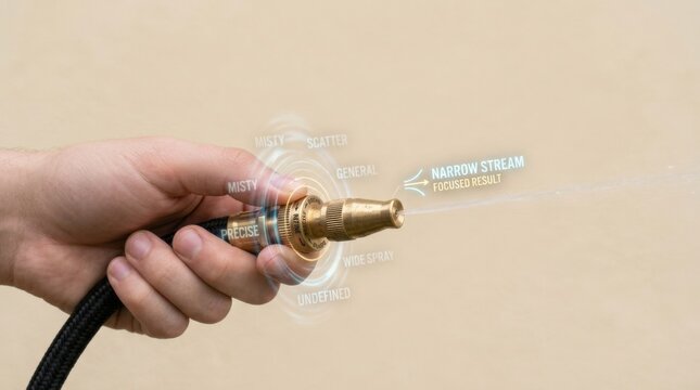 Individual's hand holding a hose to visualize ai prompt precision clarifying instructions for focused and useful results