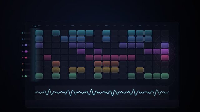 Neon Music Step Sequencer Grid Playing Seamless Loop