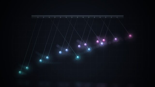 Fifteen Pendulums Swinging in Wave Pattern Seamless Loop