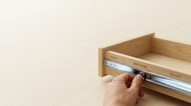 Individual adjusting misaligned wooden drawer to overcome small setup issue in customer onboarding experience