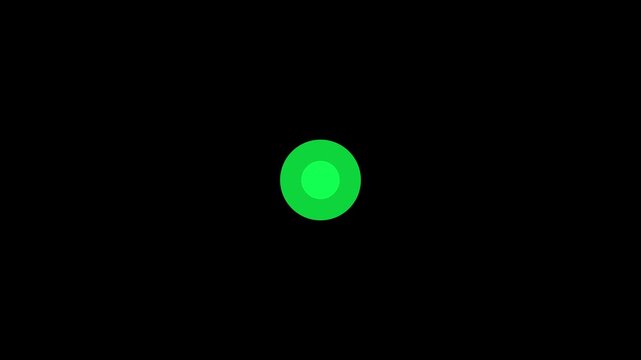Animated of green circle and dot looped animation with radio wave sing. Abstract green pulsing circle and dot effect.