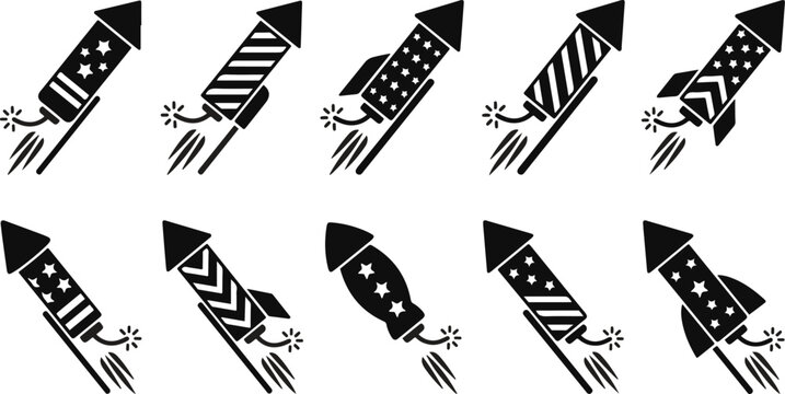 Firework rocket silhouette, Firework rocket vectors, Firework rocket clipart, Simple firework silhouette.