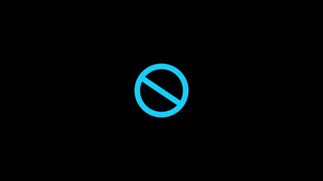 Ban Icon with Glowing Prohibited Symbol on Black Background