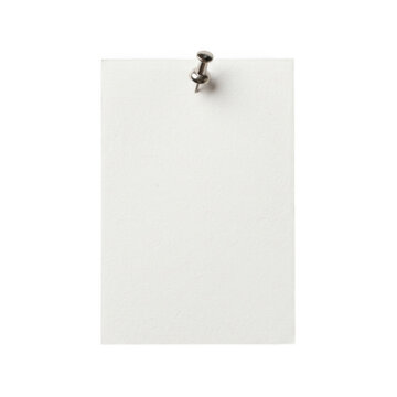 Blank white paper note pinned with a metal thumbtack