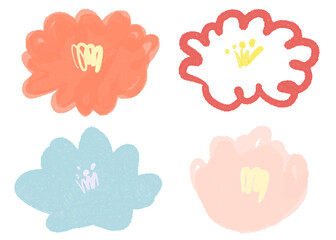 Fototapeta premium Blooming flower png floral illustration set