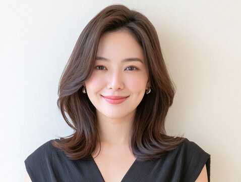 自然な笑顔と自信のある表情を見せる若い女性のポートレート
