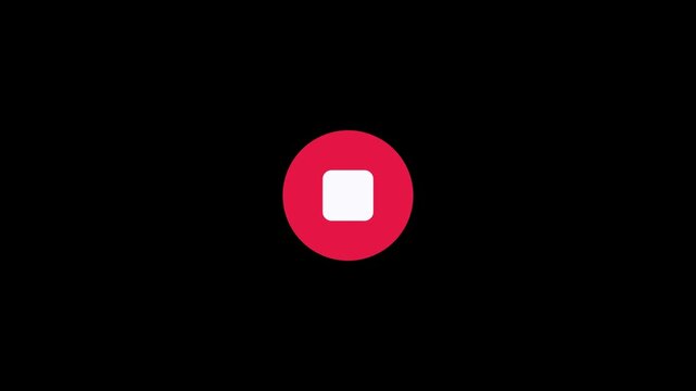 Long SEO Title: Playful Elastic Rubber Bounce Squash and Stretch Stop Button Icon Animation 6 Seconds Loop on Alpha Channel 4K