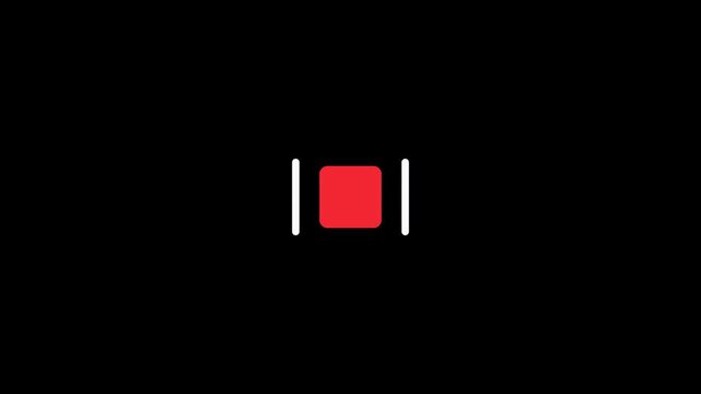 Long SEO Title: Professional Live Broadcast Studio Recording Flashing Stop Button Frame Animation 6 Seconds Loop on Alpha Channel 4K