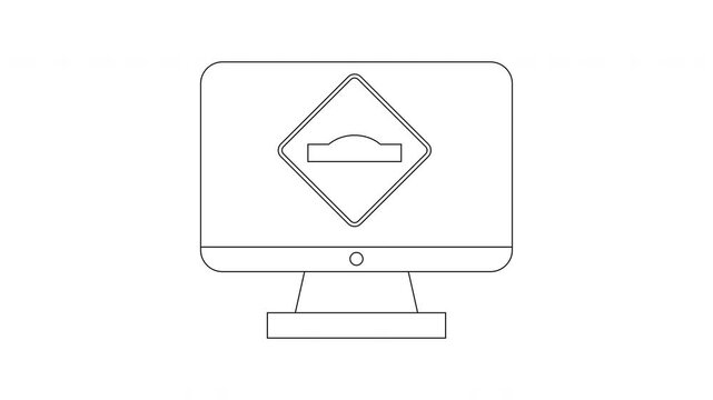 Computer screen displaying a speed bump warning sign icon.