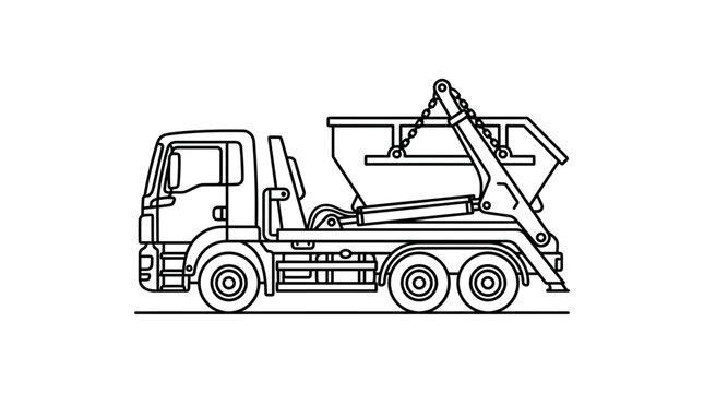 Skip loader truck line art icon