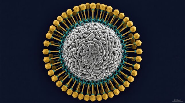 Bacteriophages Attacking a Bacterium Cell 3D Illustration